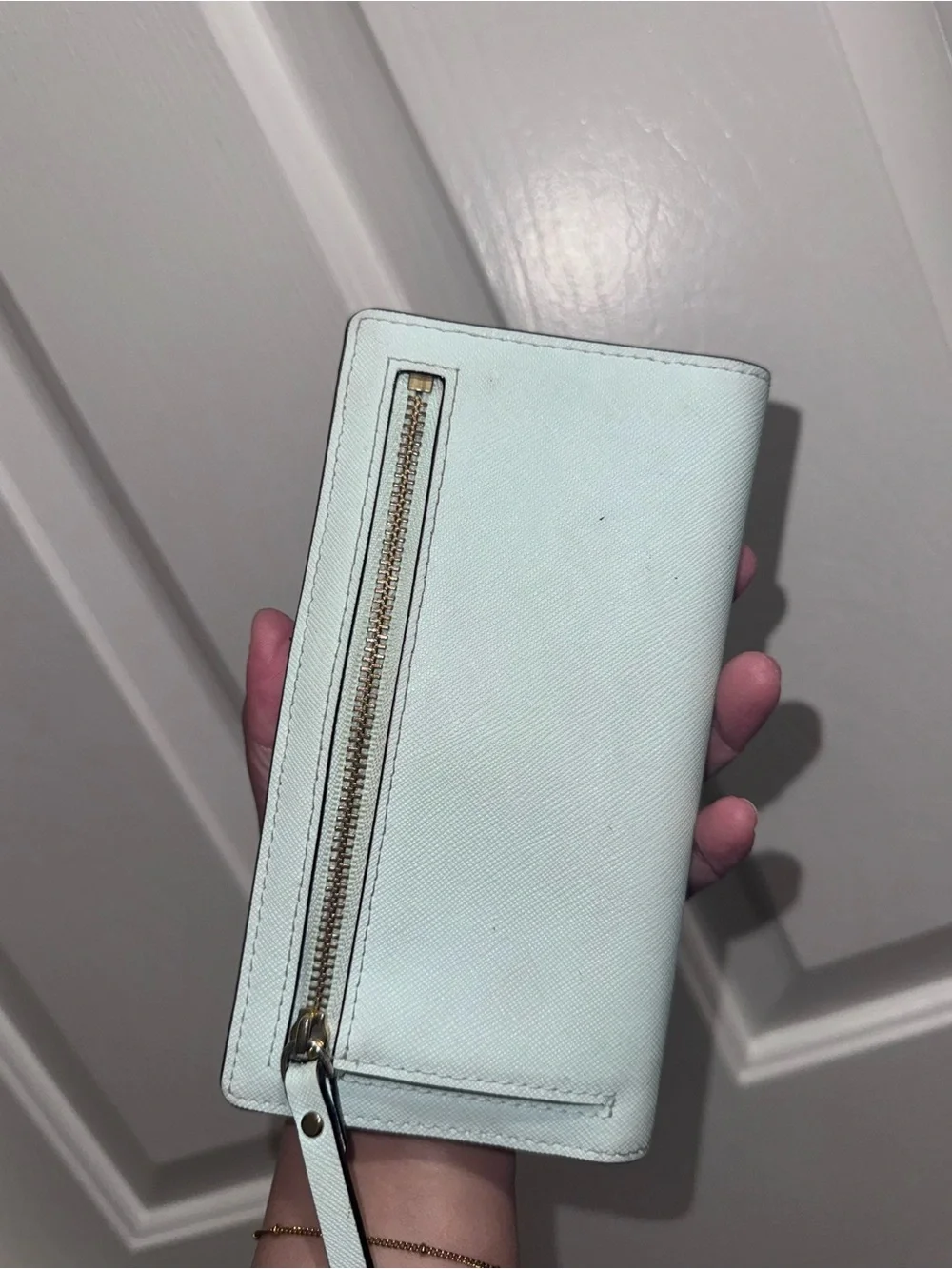 kate spade light mint Saffiano leather continental wallet